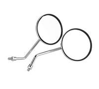 Keenso Motorcycle Rearview Mirror, Iron Round Silver Plated Motorcycle Side Mirror, 10mm Left and Right Pair, Adjustable Swivel, Clear Day Night View, Easy Install for Riders