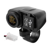 Keenso Motorcycle USB Voltmeter 5V 4.2A Dual Port with Cover Digital Display On/Off Button Built-in Fuse for 12V/24V Motorcycle Bike ATV