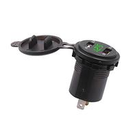 Keenso Motorcycle Voltmeter, ABS Dual USB Voltmeter 12V 24V 4.2A with