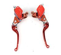 Keenso Pair of 22mm CNC Motorcycle Hydraulic Clutch Master, Hydraulic Brake Pump Clutch Master Cylinder Lever Adjustable (Orange)