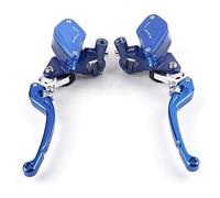 Keenso Pair of 22mm CNC Motorcycle Hydraulic Clutch Master, Hydraulic Brake Pump Clutch Master Cylinder Lever Adjustable (Blue)