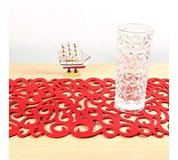Keenso Placement Set of Four Floral Design Design Carpets Which Are Not Deformation for the Kitchen Dining Table (Red)