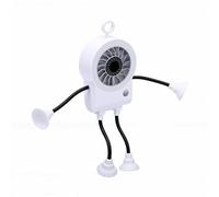 Keenso Portable Robot Fan, Plastic Cordless Table Fan with Digital Display, 1200mAh Rechargeable Battery, Night Light and Suction Cups for Home Office Car Outdoor Travel