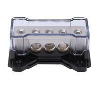 Keenso Power Distribution Block, 2 X 0GA in 6 X 4GA Out High Performance Zinc Alloy Chrome Plated, with Oversized Setscrews for Car Audio Truck Boat RV