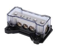 Keenso Power Distribution Block, 2 X 0GA in 6 X 4GA Out Zinc Alloy Chrome Plated with Oversized Setscrews, for Car Truck Boat RV