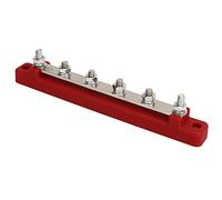 Keenso Power Distribution Block, 6 Terminal Bus Bar with M6 Screw for Automobile Boat RV, DC 12V 48V 150A Brass Plate Low (Red)