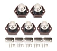 Keenso Push Button Latch, 5PCS Push Button Drawer Knob with Zinc Alloy ABS Easy Installation 20mm Hole for RV Cabinet Wardrobe (Brown Pearl Ni)
