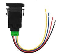 Keenso Push Button Switch, PVC 12V 4 Pole Car Push Switch with Dual LED Indicator, Wiring Cable, Easy Installation for Fog Lights