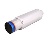 Keenso Rear Exhaust Pipe, Universal 2.5inch Inlet 4inch Burn Tip Car Exhaust Muffler Pipe End Tip Stainless Steel Car Rear Exhaust Muffler Pipeexhaust tip