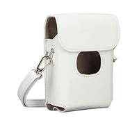 Keenso Retro Style Instant Camera Protective Cover with Shoulder Strap and Strong Magnetic Force PU Leather Camera Bag for Mini Link 2, Suitable for Outdoor Enthusiasts (White)