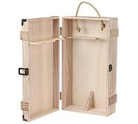Keenso Retro Wooden Red Wine Box, Elegant Storage Box for 2 Bottles with Rope, Suitable for Giving As a to the Elderly, Bosses and Wine lovers. Smooth with Delicate Pattern Design