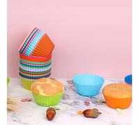 Keenso Reusable Non-Stick Silicone Baking Cups for Muffins, Cakes, 50 Pieces Cupcake Cases, Holder for Cooking