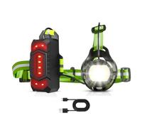Keenso Running Light, Adjustable 90 Rotatable Head USB Rechargeable Chest Light with 2500mAh Battery and Reflective Straps for Cycling Hiking Camping (Green)