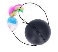 Keenso Self-Rotating Cat Ball Toy with Feather Teaser, 360 Rolling and Interactive for Indoor Cats, Enhancing Instincts, 500mAh Battery (Black)