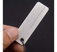 Keenso Sharpening Stone Portable Mini Whetstone 63 X 18mm 400 Grit Hook Sharpener with Keychain for Camping Fishing Craft Use 1 Pc Compact Multi Use Sharpening Tool (Silver)