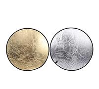 Keenso Silver Gold 2 in 1 Round Photography Reflector 110cm Collapsible Reflective Surface Portable Bag for Studio or Outdoor Photography Indoor and Outdoor Portrait Fill Light