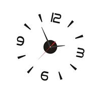 Keenso Small DIY Black Wall Clock for Bedroom Hotel, Modern Simple European Style Frameless 3D Clock 40cm