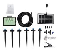 Keenso Solar Water Pump Automatic Drip Irrigation System for Efficient Garden Care with Timer for Indoor Outdoor Plants Kit (Black)
