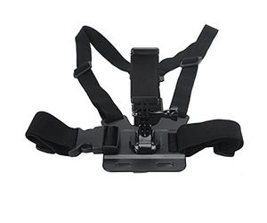 Keenso Sport Camera Chest Strap Holder with Phone Clamp/Holder, Suitable for Skiing Mountain Biking Boating, High Elastic Chest Strap, for Most Mobile Phones in the Market, ABS Material Black