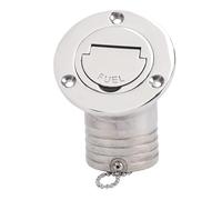Keenso Stainless Steel Deck Filler, 2 Inch 50mm Diameter Keyless Cap Embedded Marine Fuel Filler with Safety Lock and Tether Chain, for Boat Yacht RV Truck Trailer Fuel Tank