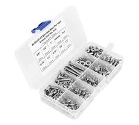 Keenso Stainless Steel Pan Head Screws Kit with Different Sizes for Enthusiasts Is Supplied with Nuts and Washers in Stable Box (250pcs #6-32UNC)