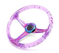 Keenso Steering Wheel, 14in Car Steering Wheel, 6 Hole Design High Gloss Acrylic Steel Construction, for Racing Car ATV Kart UTV (Blue and Purple)