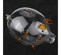 Keenso Transparent Borosilicate Glass Pig Money Box for Kids, Cute Piggy Coin Saving Pot, Kids to Develop Financial Skills, 7.1 Inch Tall