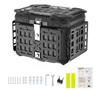 Keenso Trunk, Tail Box, 45L Aluminum Alloy Luggage Trunk with Foldable Rear Storage Cargo Case for Touring