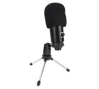 Keenso USB Condenser Microphone Distortion Free Podcast Mic for Recording, Livestreaming, 20KHz Signal to Noise Ratio 5V Tripod ABS, Black