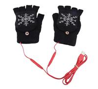 Keenso USB Heated Gloves, Mitten Knitting Hands Half Full Fingerless Gloves Warmer Washable Design for Women Men Kids (Black)