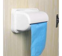 Keenso Wall Mounted Plastic Trash Bag Holder Convenient Garbage Bag Dispenser for Home Kitchen Storage 5.9x2.6in (White)