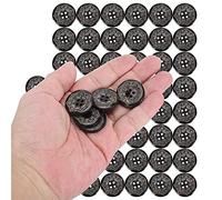Keenso Wooden Carved Flower Buttonhole Sewing Buttons for Clothing Decorations, 50Pcs Round Hand-Made Buttons for DIY Crafts, 25mm Wood for Clothing Accessories, Gift Bags