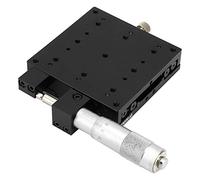 Keenso X Linear Stage SEMX80-AS Micrometer Manual Precision Linear Translation Stage Displacement Trimming Bearing Sliding Table X Axis 80x80mm Black Aluminium Alloy Platform Size