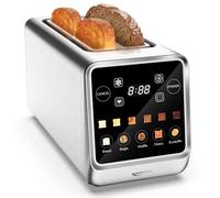 Keenstone 4 Slice Smart Long Slot Toaster, Stainless Steel Touchscreen Toaster with Dual Independent Controls, Single Slice Mode, 6 Browning Levels, Defrost, Reheat & Bagel Functions for Artisan Bread
