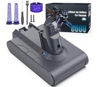 Keenstone Replacement Battery for Dyson V6-8000mAh Battery Compatible with V6 Animal Absolute SV03 SV04 SV05 SV06 SV07 SV09 DC58 DC59 DC61 DC62 DC72 DC74 with 2 filters + rear filter