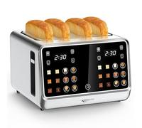 Keenstone Toaster 4 Slice, Digital Smart Toaster with TouchScreen, Dual Control Panel, Single Slot Toasting, Timer, Reheat & Defrost for Bagels, Bread, Waffles, Stainless Steel (Silvery, 4)