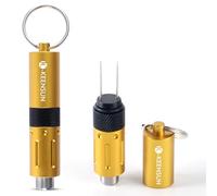 KEENSUN 2-in-1 Cigar Punch Tool Set with Cigar Hole Opener(9mm) and Twin Nubber, Portable Rotary Punch with Key Chain Ring (Yellow)