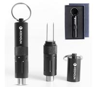 KEENSUN 2-in-1 Cigar Punch Tool Set with Cigar Hole Opener(9mm) and Twin Nubber, Portable Rotary Punch with Key Chain Ring (Black)