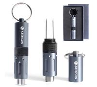 KEENSUN 2-in-1 Cigar Punch Tool Set with Cigar Hole Opener(9mm) and Twin Nubber, Portable Rotary Punch with Key Chain Ring (Grey)