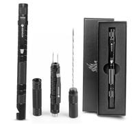 KEENSUN 6-in-1 Cigar Punch Pen Shape Tool Set Multitool with Cigar Punch(7mm),Cigar Draw Enhancer Cutter,Twin Nubber,Whistle and Clip(Black)