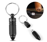 KEENSUN Cigar Punch - Stainless Steel Cigar Hole Opener, Portable Rotary Punch with Key Chain Ring (Black)