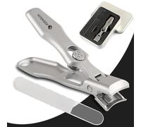 KEENSUN Nail Clippers, 16mm Wide Jaw Opening Ultra Sharp Nail Clippers for Cutting Thick Nails Extra Large Toenail & Fingernails Clippers with Safety Lock and Nail File for eniors, Men, Adult (Silver)