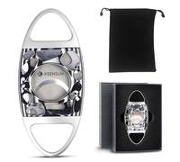 KEENSUN Zinc Alloy Cigar Cutter Guillotine Stainless Steel Double Blade,Portable Cigar Cutter Tool with Hollow Out G10 Shell,2 Pack Set with Gift Box (Cigar Cutter and Stainless Steel Cigar Holder)