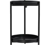 KEENSUNI Olly & Rose Metal Stand - 2 Tier Plant Stand - Matt Black - Side Table Coffee Table D 31cm H 43cm