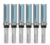 KEENTECH 6PCS Router Bits Set 1/4" Shank, Flush Trim Router Bit, Top Bearing Carbide Tipped Pattern Bit, Template Straight Heavy Duty Woodworking Trimming Cutting Tool, 1/2" Diameter 1-1/2" Depth