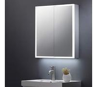 Keenware KBM-104 LED Bathroom Mirror Cabinet with Shaver Socket; 600x700mm Grey