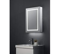 Keenware KBM-304 LED Bathroom Mirror Cabinet with Shaver Socket, Bluetooth Speakers & Internal Pull Out Shaver/Make Up Mirror; 700x500mm, Silver