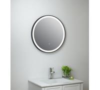 Keenware KBM-347 Round LED Black Framed Bathroom Mirror With Demister; 600mm