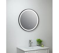 Keenware KBM-347 Round LED Black Framed Bathroom Mirror With Demister; 600mm