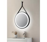 Keenware Kbm-348 Aurora Round Led Black Framed Bathroom Mirror With Hook & Loop